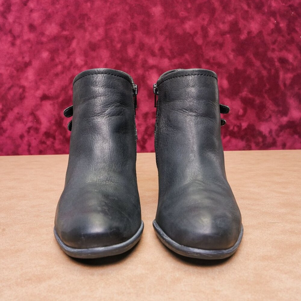 Josef Seibel Women Britney Black Leather Double Buckle Zip Ankle Boots 8US EUR38 - Picture 3 of 8